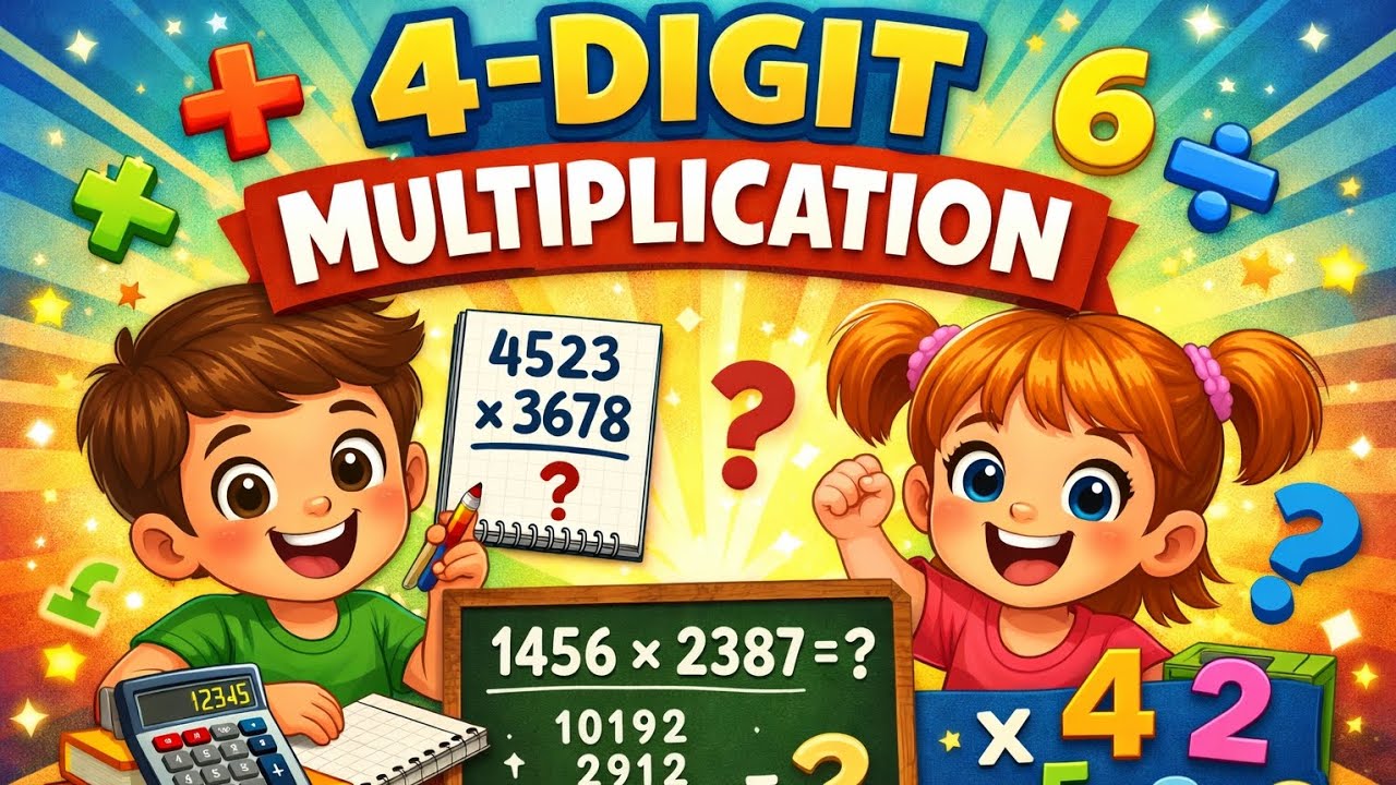 Learn 4-Digit Multiplication Easy Way | Kids Math Lesson