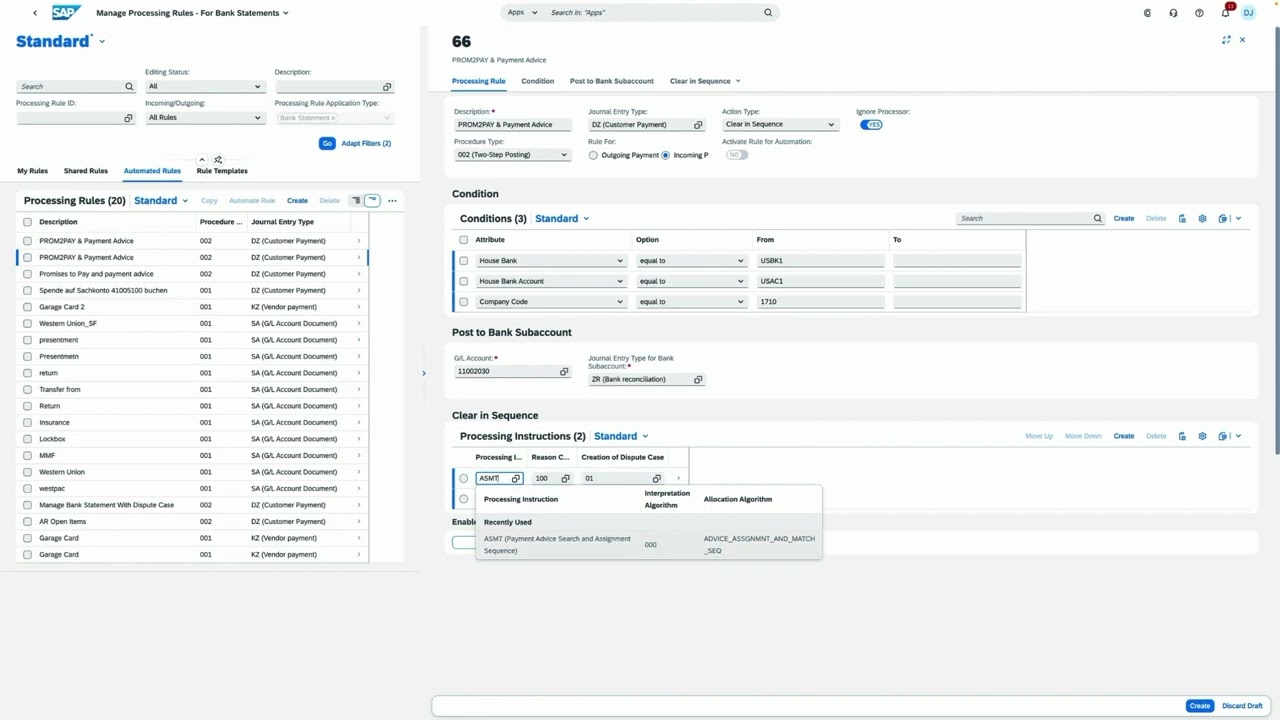 Rule-based bank statement processing
