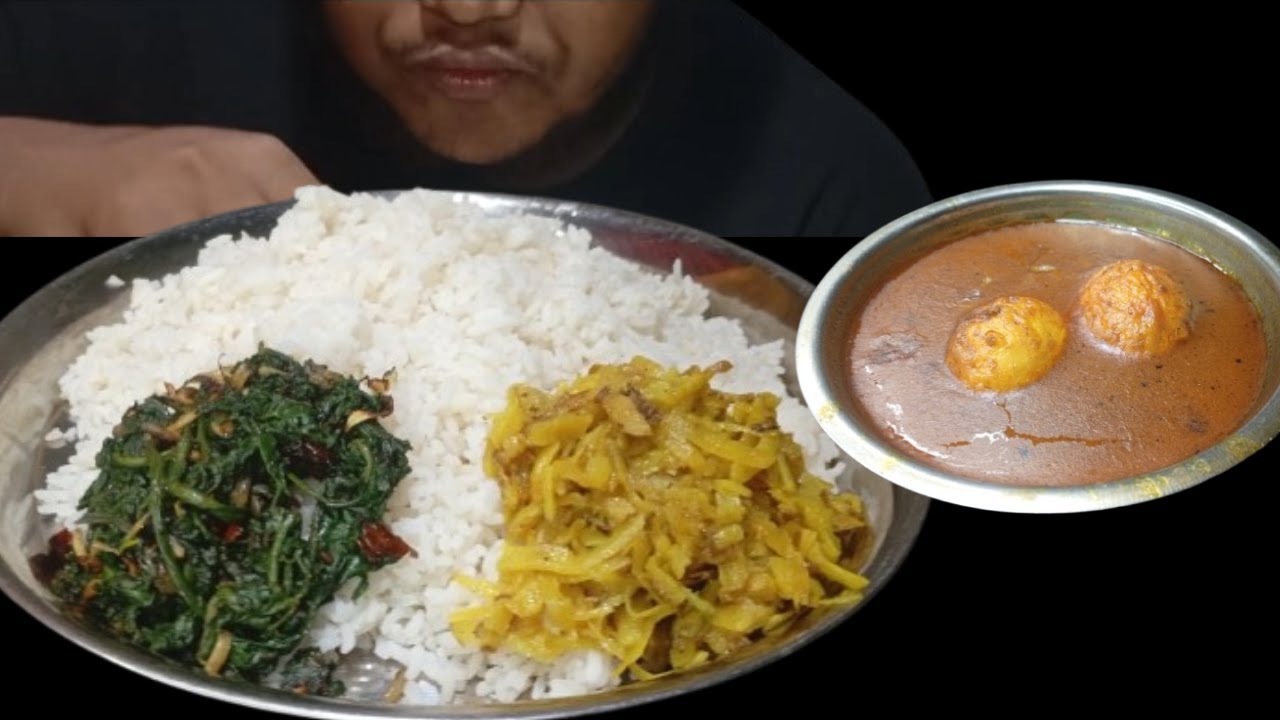 Eating Shak, Vaji & Egg Curry | Bengali Deshi Food Mukbang | Eating With AV
