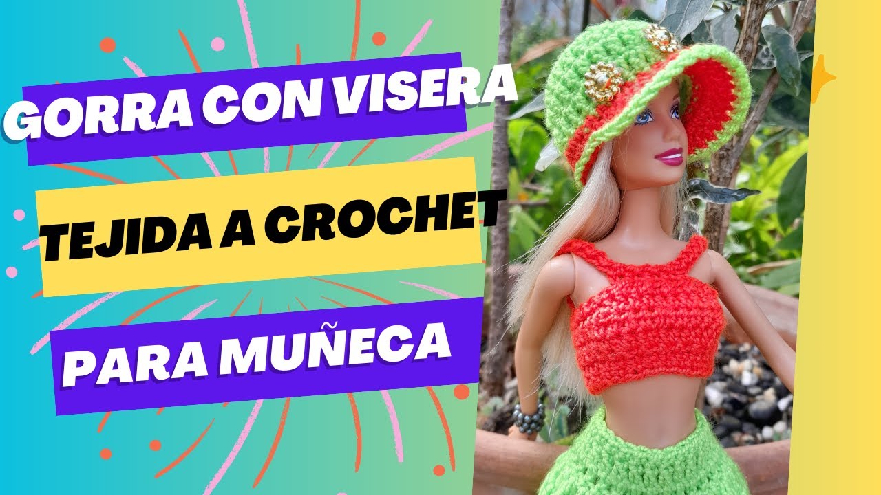 Como hacer una Gorra con Visera Tejida a Crochet para Muñeca 3/3