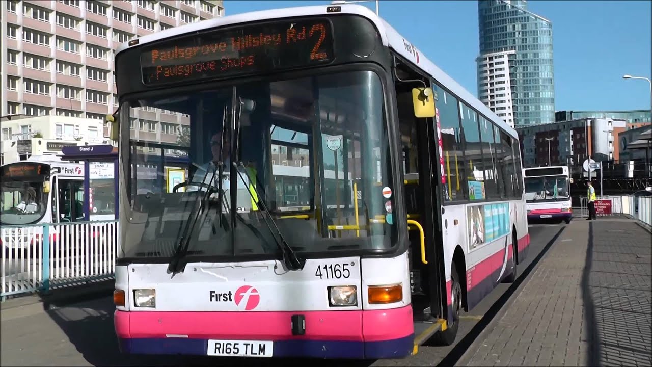 (HD) First and Stagecoach bus observations at Portsmouth Harbour Bus Station.