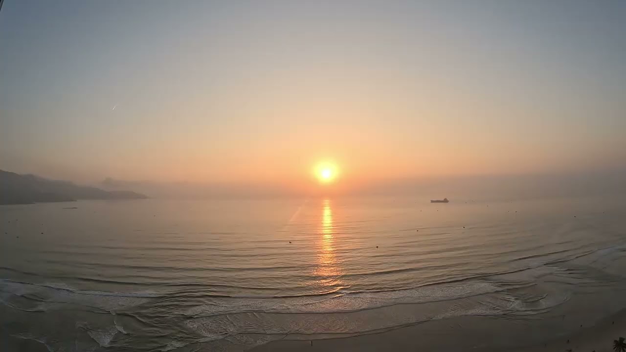 A beautiful sunrise in Danang from the 17th floor of the Radisson Red Hotel in Danang, Vietnam