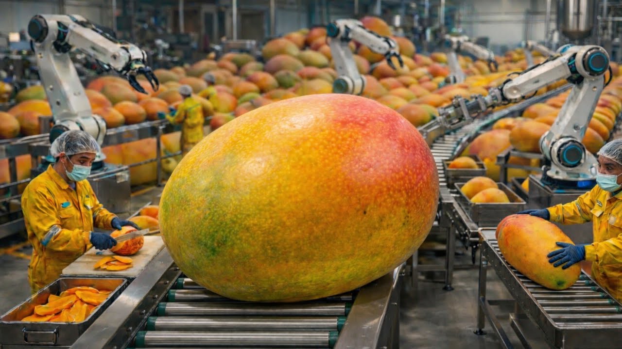 How mango juice is made in fectory Prosess||real Mango juice||mango fruiti|| mango pulp 🥭🥭🍹