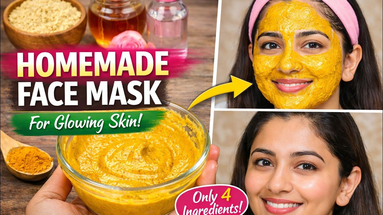 Homemade Face Mask for Glowing Skin | Besan Honey Turmeric DIY