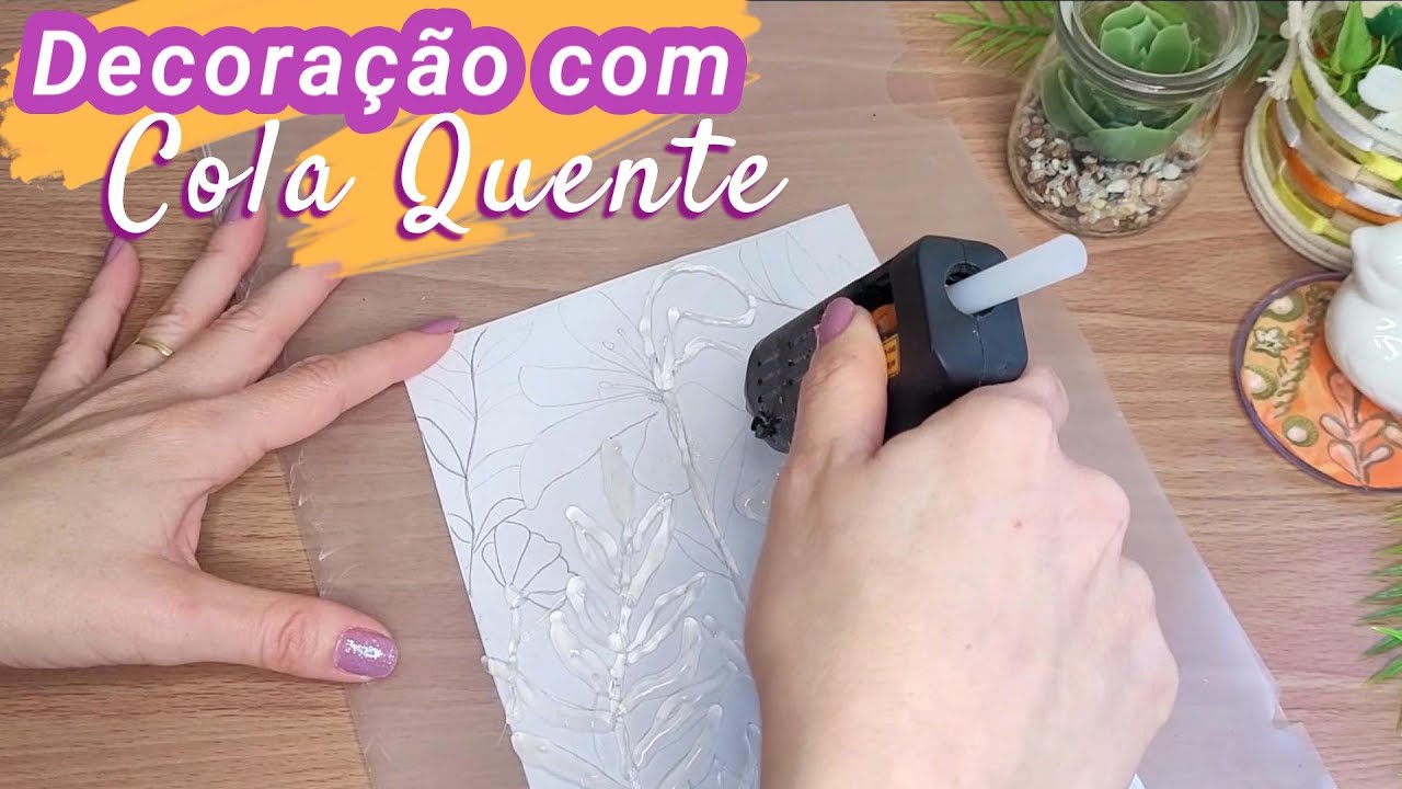 DIY: Como fazer um Quadro Decorativo com Cola quente - Desenho fácil #decoração #diycrafts #desenho