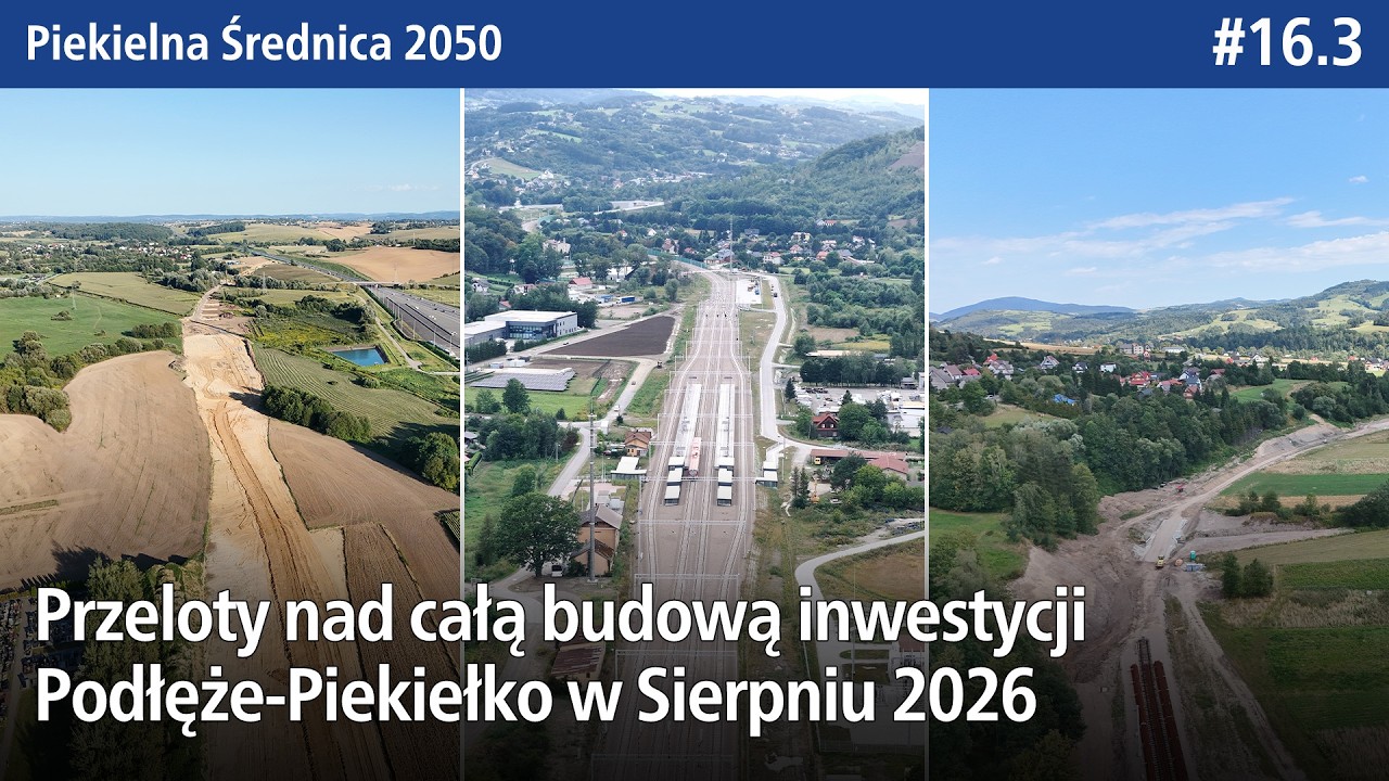 #16.3 Przeloty nad całą budową inwestycji Podłęże-Piekiełko w Sierpniu 2026 Piekielna Średnica 2050