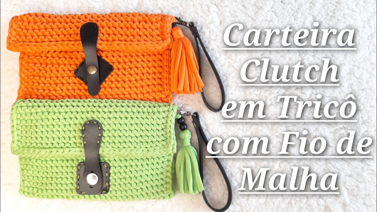 Carteira Clutch em Tricô com Fio de Malha
