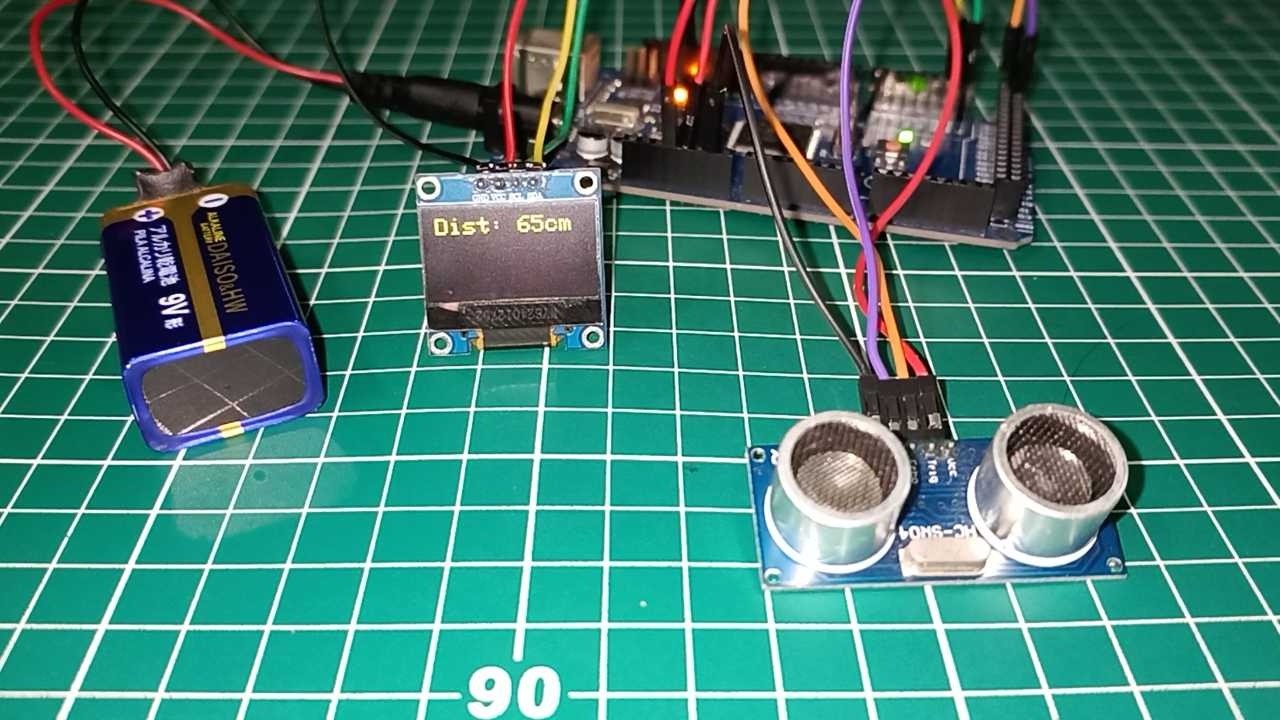 Arduino Mega Ultrasonic Distance Monitor with OLED