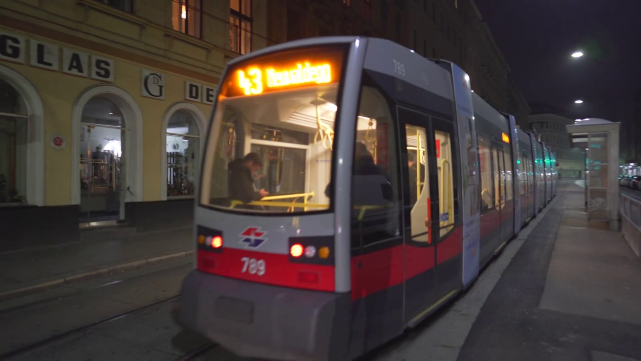Austria, Vienna, tram 43 night ride from Schottentor to Palffygasse