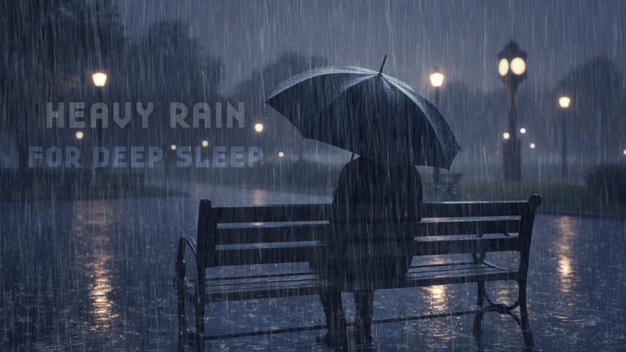 Sleep in 5 Minutes 😴 Powerful Night Rainstorm & Thunder ⚡ Umbrella Shelter