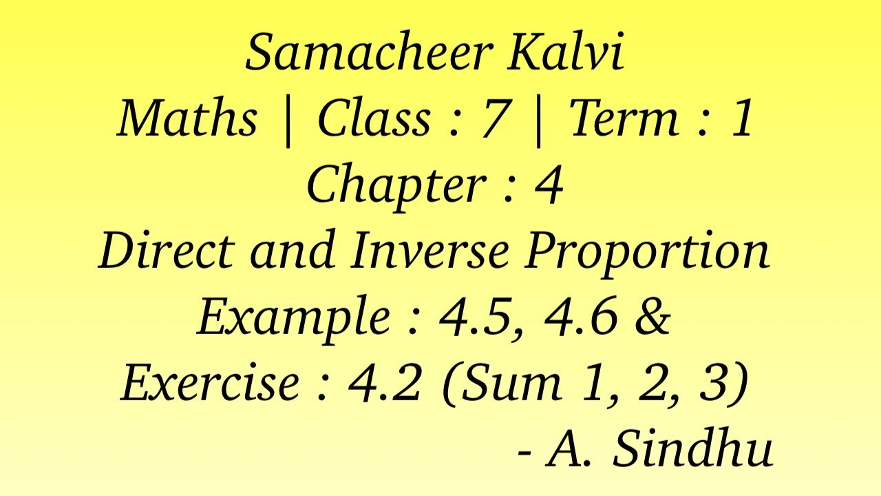 7th Maths Term 1| Samacheer | Chapter 4 | Example 4.5, 4.6 & Exercise 4.2 Sum 1 to 3