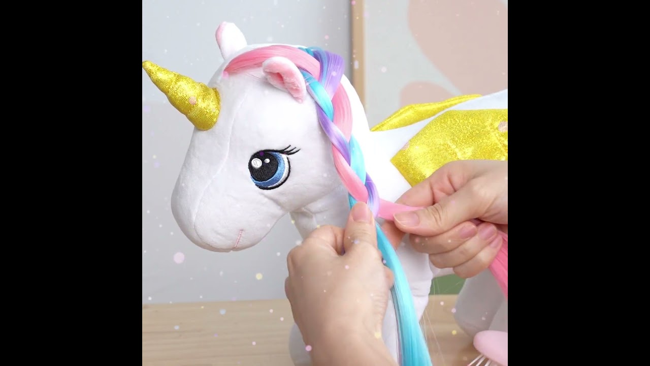 Rapunzelcorn Rainbow Hair Unicorn Plush Stuffed Animal with 4 Babies
