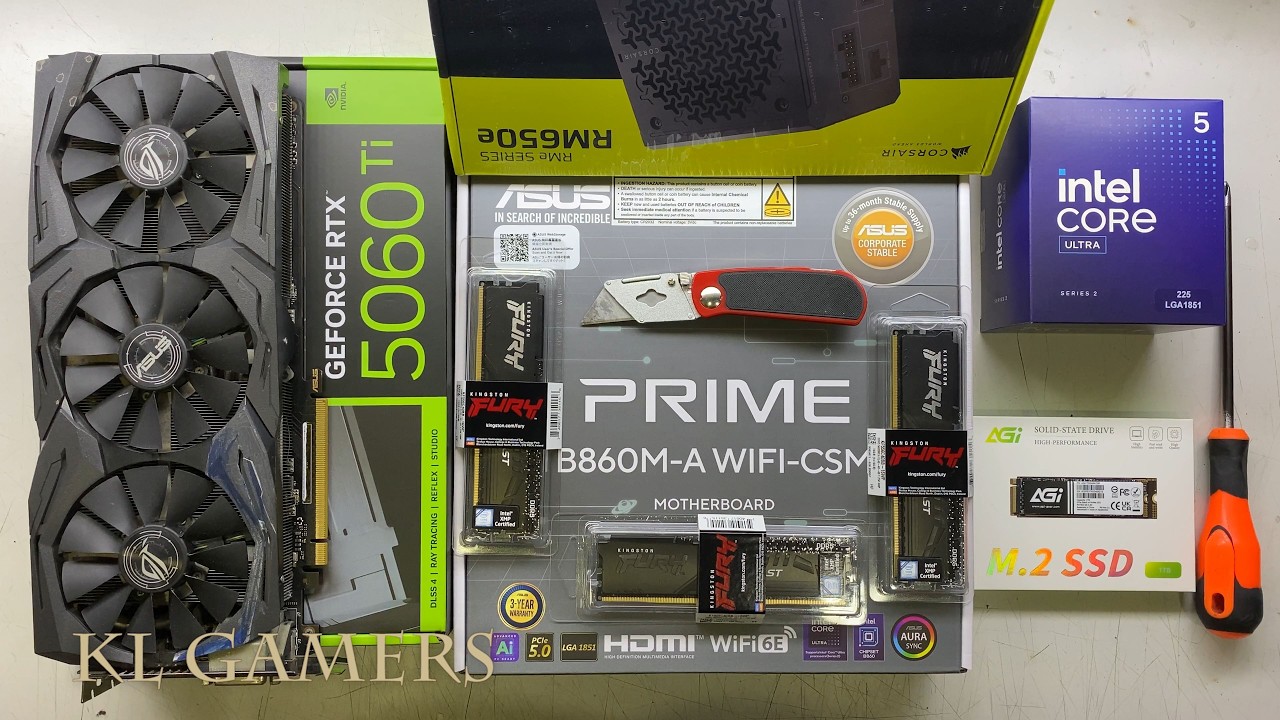 intel Core ULTRA 5 225 ASUS PRIME B860M A WIFI CSM Tritron Pro 100 RTX5060Ti Gaming PC Build