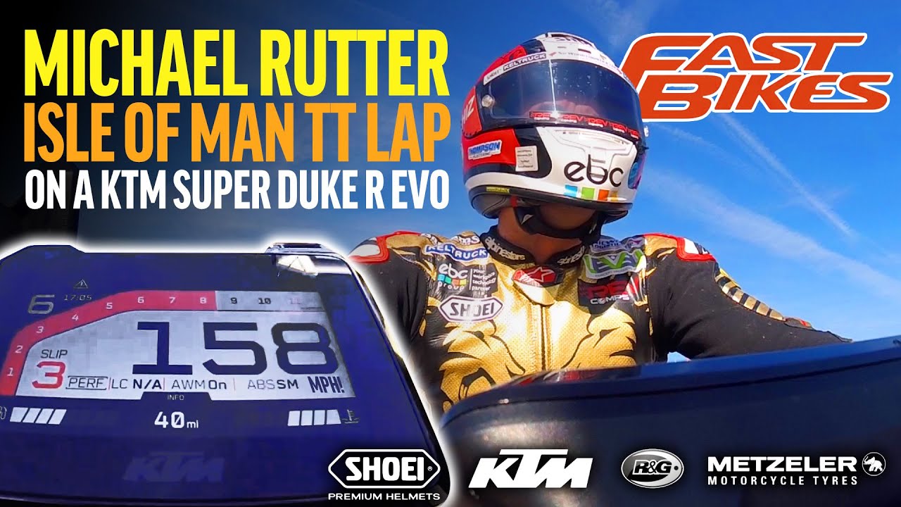 Michael Rutter laps the Isle of Man TT course on a KTM Super Duke R EVO