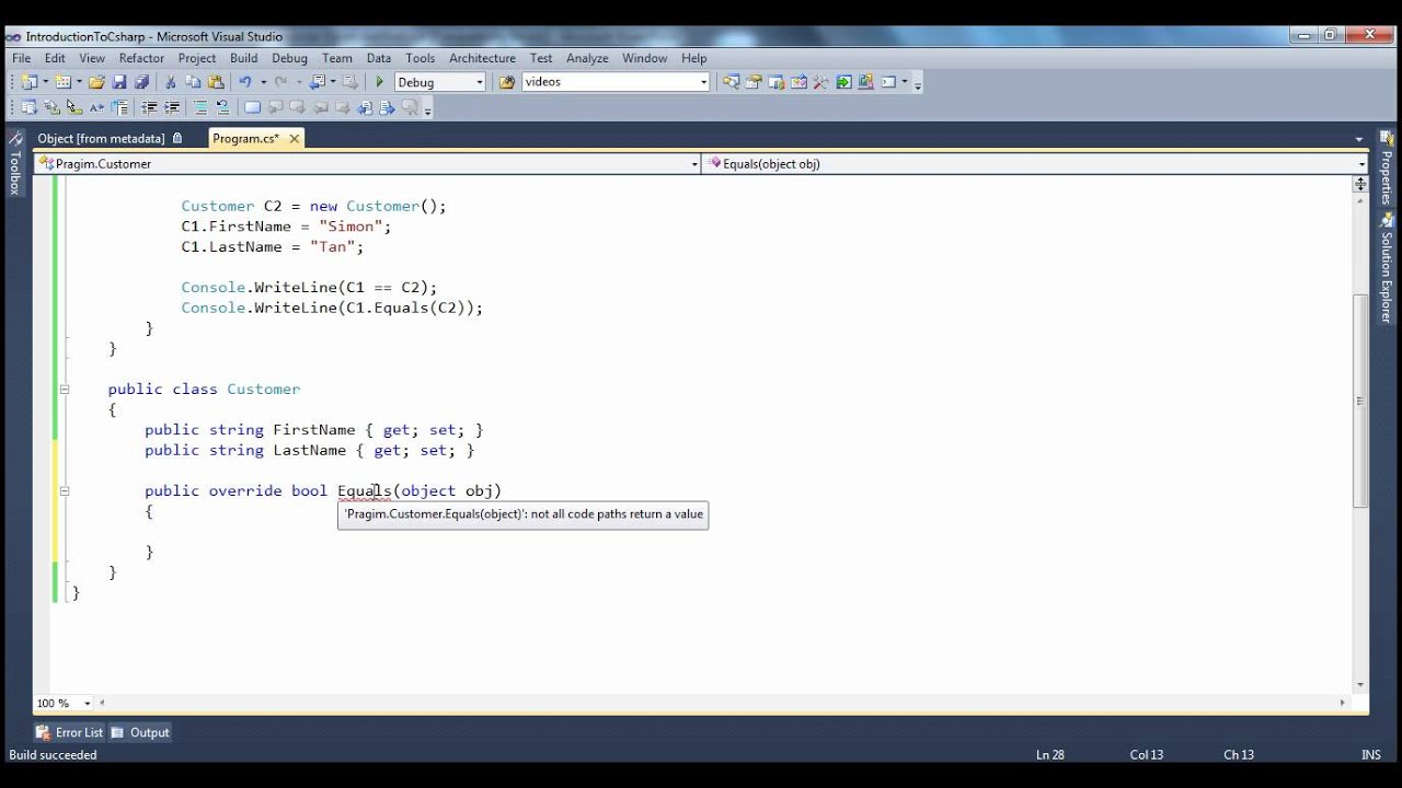Part 58 C# Tutorial Why should you override Equals Method