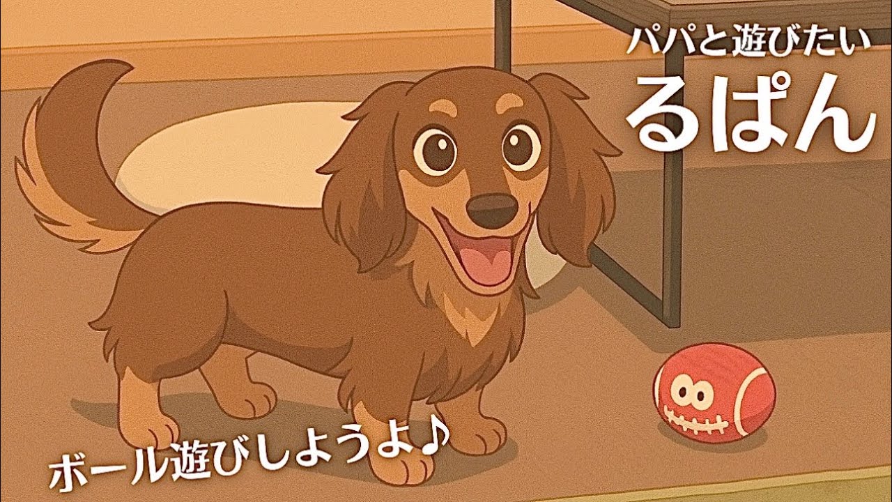 パパと遊びたくて仕方ないるぱんは、ボール投げを延々と要求しちゃいます♪【ミニチュアダックスるぱん】