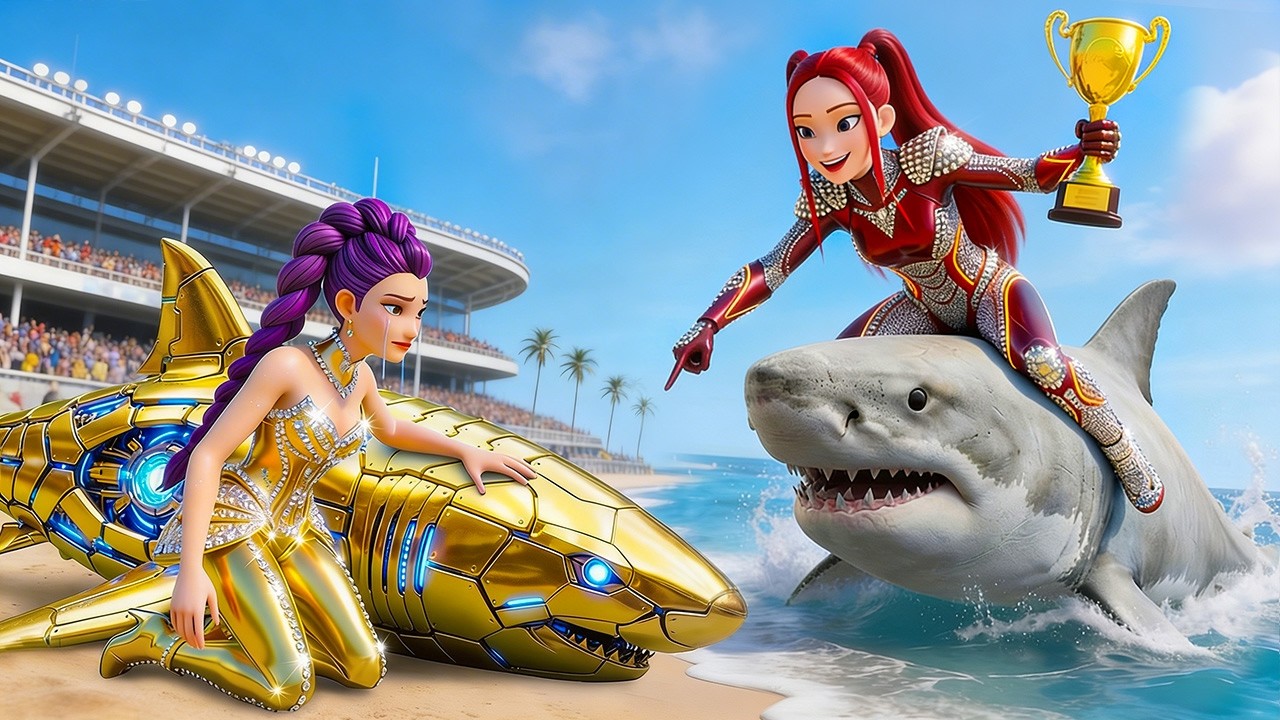 🦈🏆 RUMI Golden Wins The Magic Giant MEGALODON Shark Racing Championship – KPOP Demon Hunters