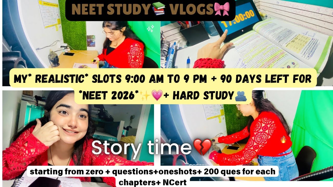 My *REALISTIC* slots 9 am to 9 pm|Neet 2026 + hard study vlogs🎀⁉️#exam #neet #vlogs