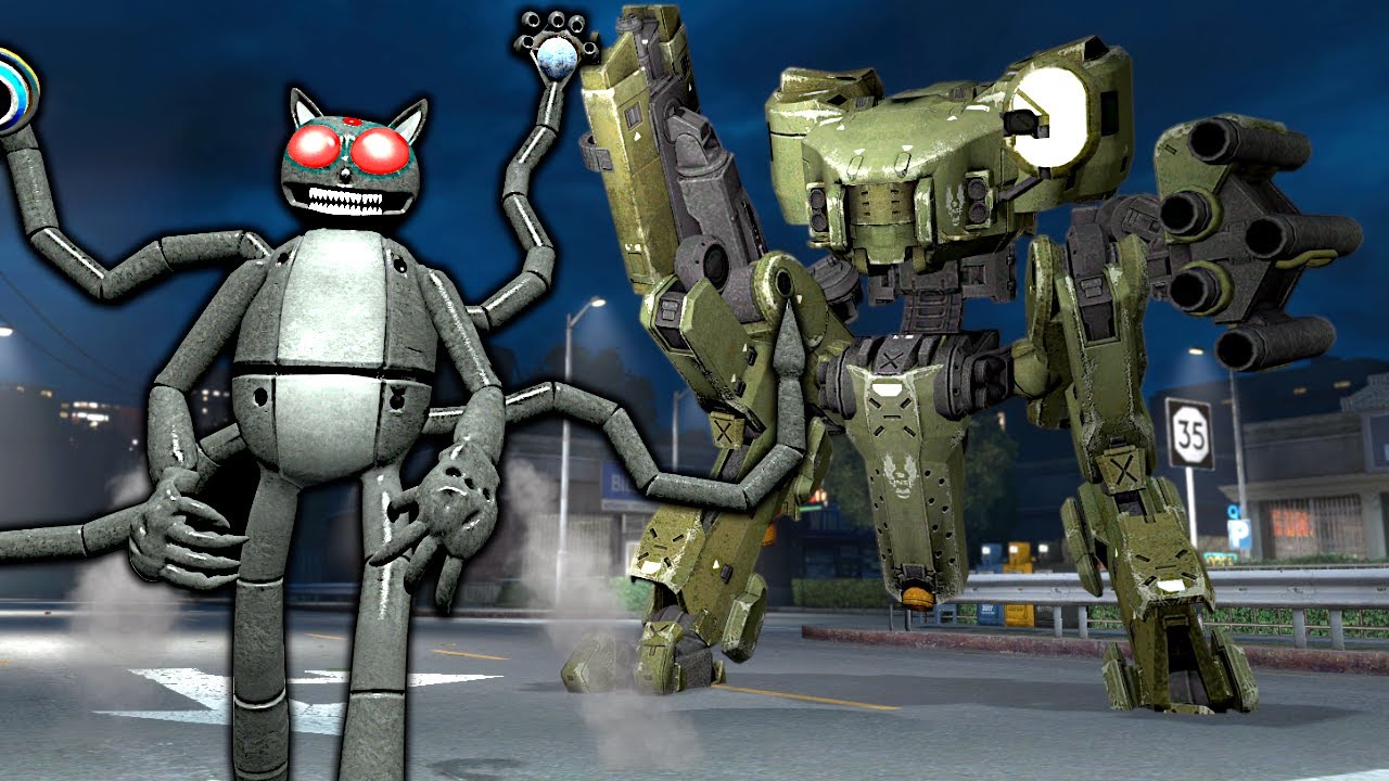 Robot Cartoon Cat vs Mech! – Garry's Mod Gameplay