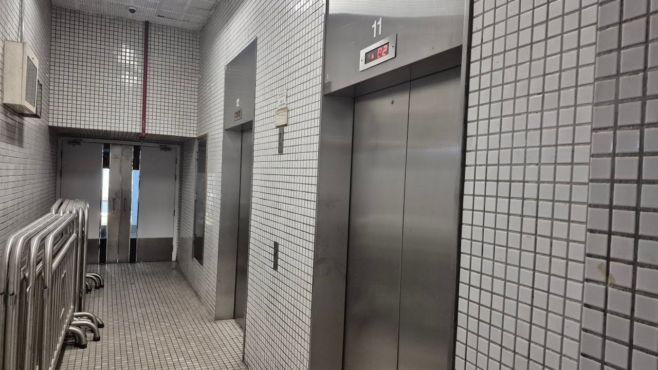1990s Mitsubishi service lifts in Hong Kong