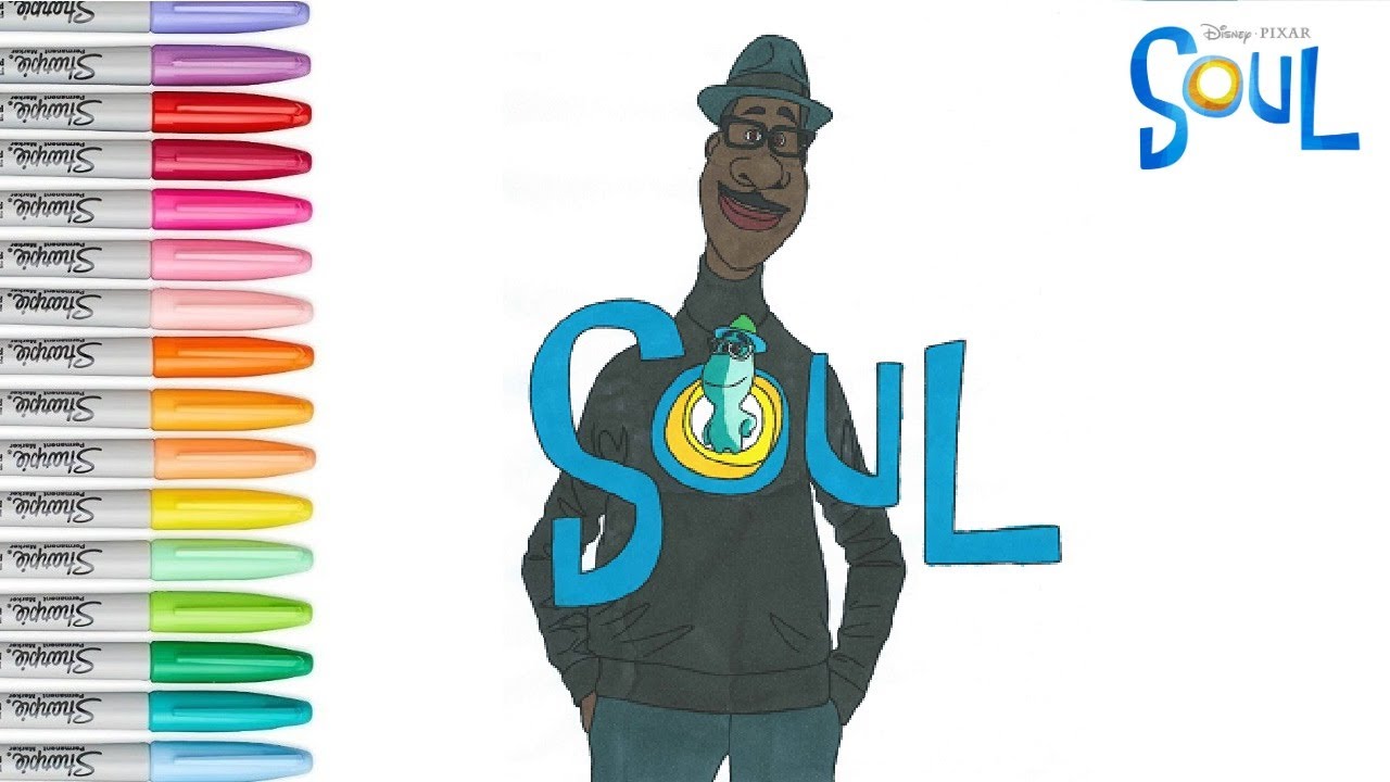 Disney Pixar Movie Soul Joe Gardner Coloring In Pages For Kids And Children Drawing