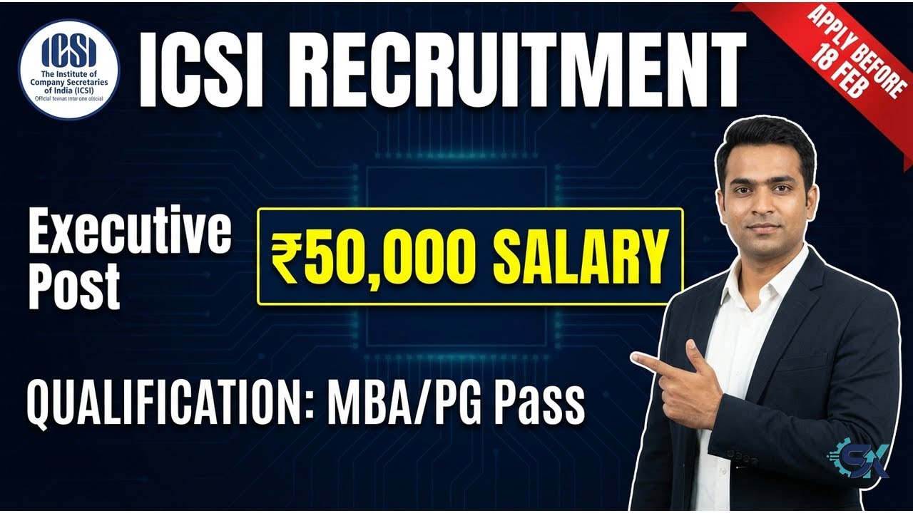ICSI Recruitment 2026 | Executive Vacancy Alert! 💰 ₹50,000 Salary | MBA/PG Pass Apply Now!