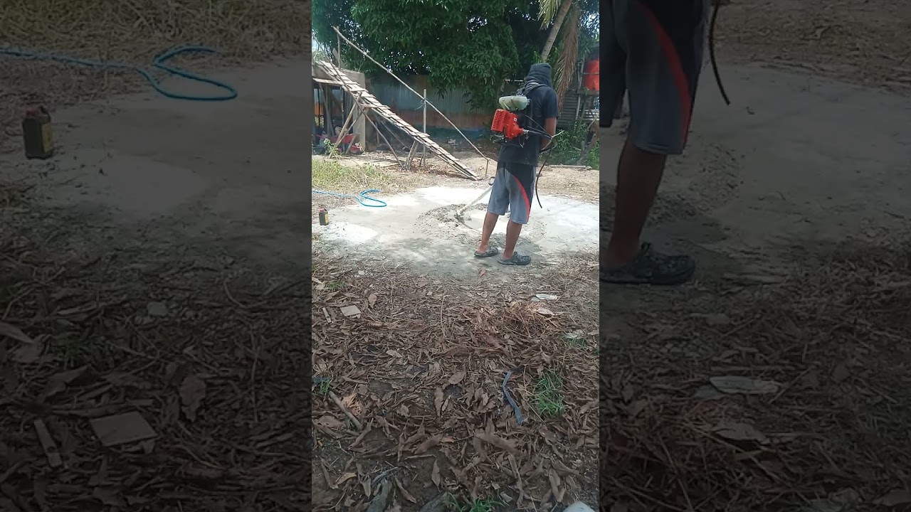 aduk semen pakai mesin rumput + mata pengembur tanah PNP . ANTI PEGAL ANTI RIBET