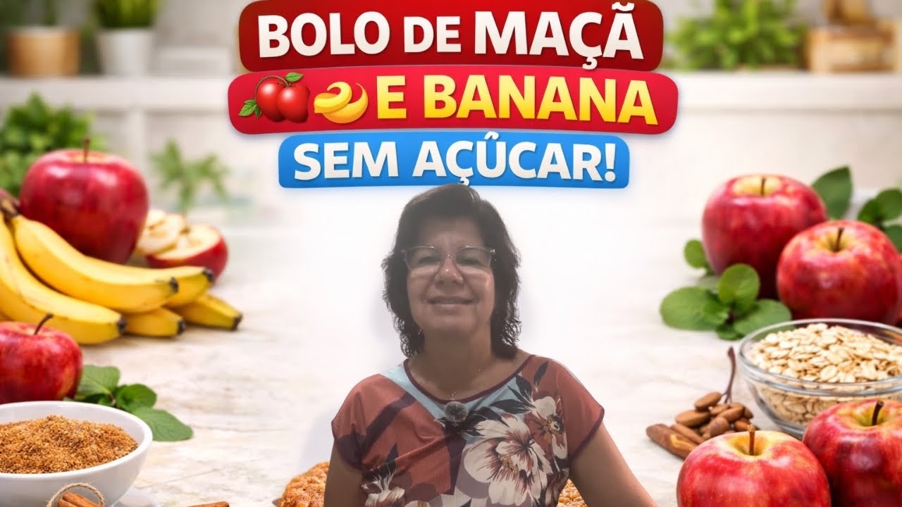 Bolo de maçã e banana sem açúcar 🍌🍎😋