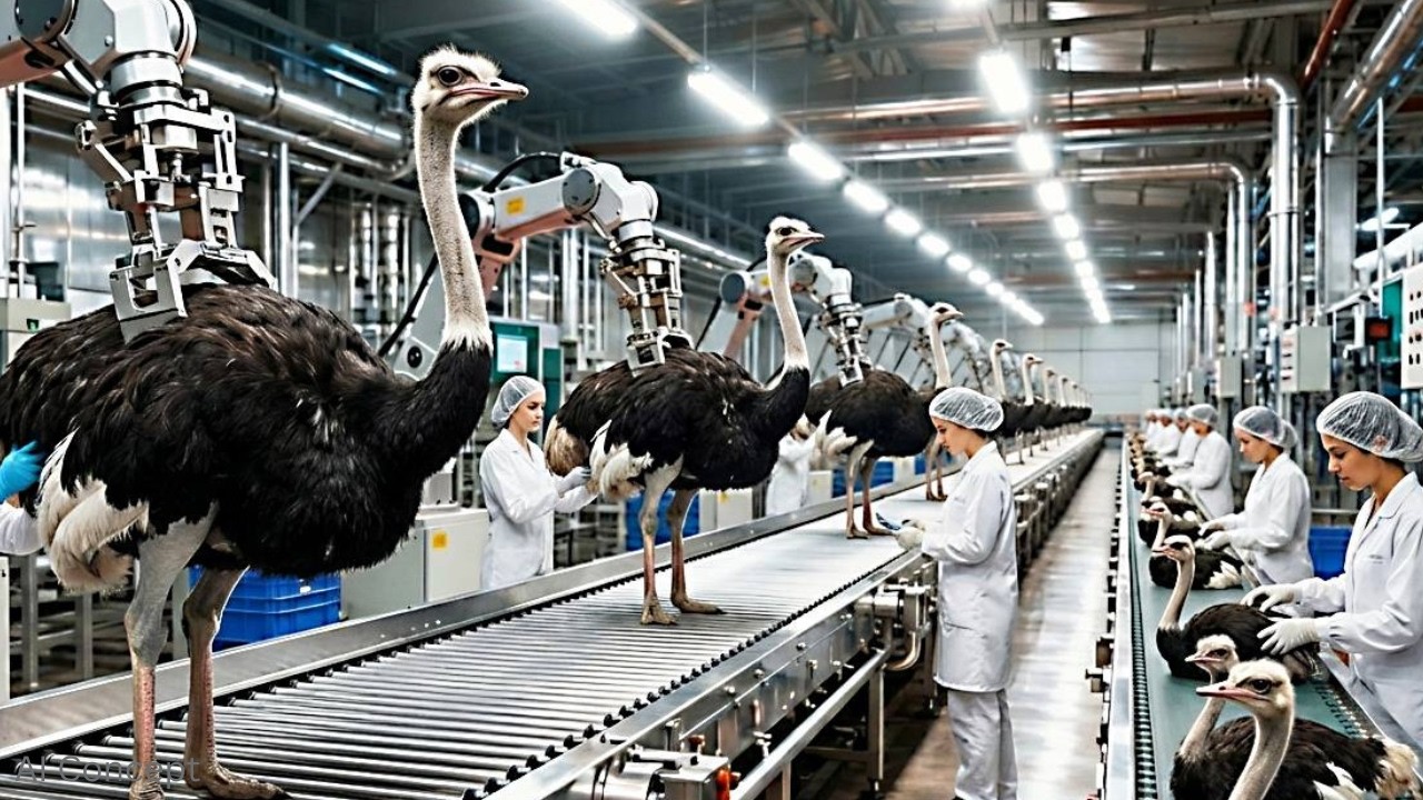 Ostrich Industrial Process: From Egg to Premium Feather & Meat | AI Technology Exposed