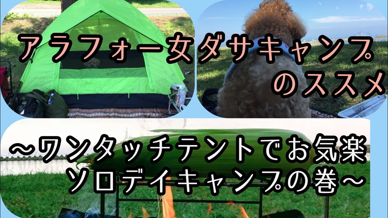 【夏の海デイキャンプ】ワンタッチテントで犬連れ海キャンプ/刺客に困り果てる女/青森県椿山キャンプ場