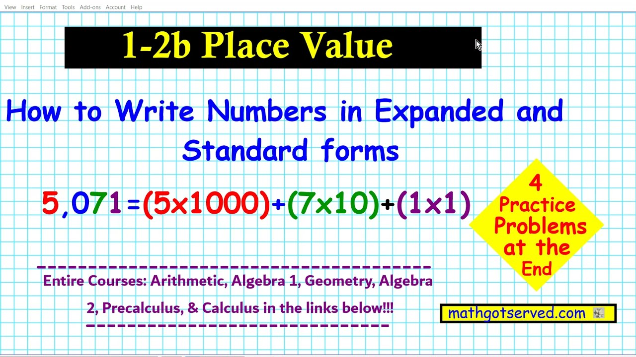 1 2 b Place value How to write numbers expanded standard forms tens thousands Mathgotserved Teachers