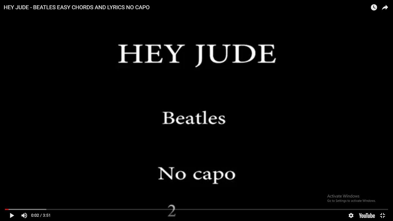 HEY JUDE - BEATLES EASY CHORDS AND LYRICS NO CAPO