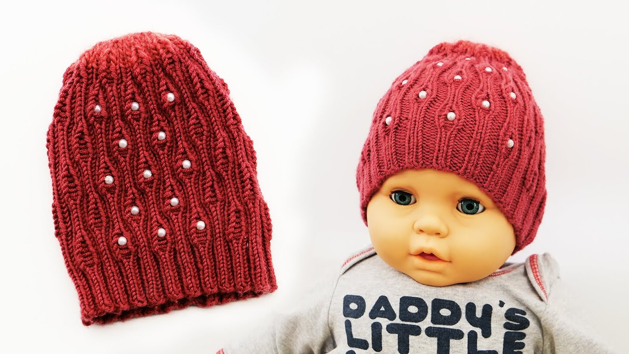 Hat with beads and knitting pattern 🐞