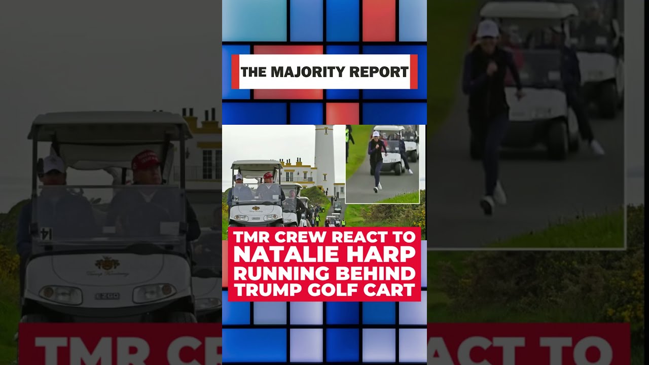 Natali Harp SPRINTS behind Trump golf cart
