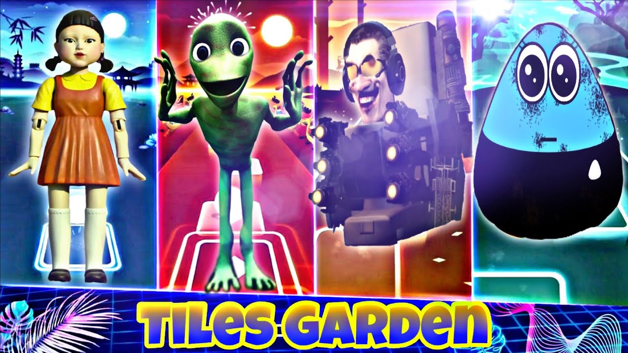 Luca and Alberto 🆚 Patila 🆚 Skibidi Toliet 🆚 Pou in Tiles Hop EDM Rush 🎶#coffindance