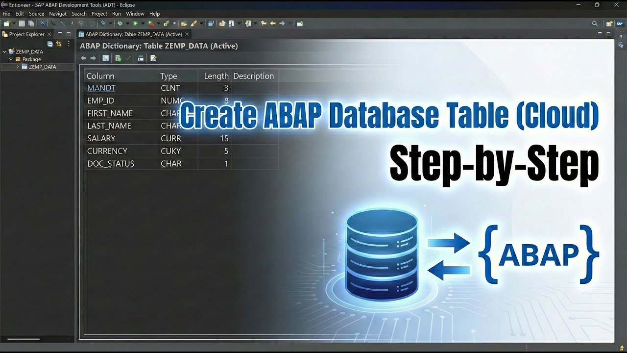 ABAP Database Table in Cloud | Step-by-Step Tutorial (ADT)