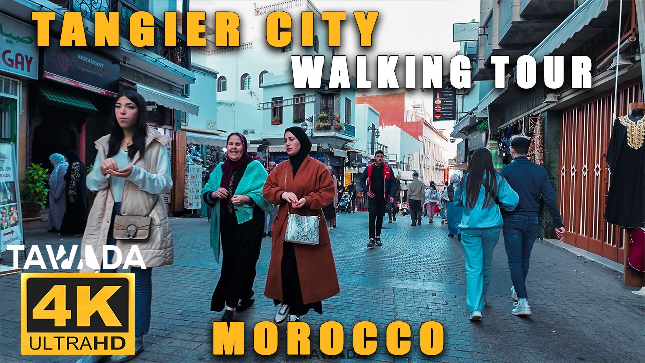 Tangier city DAY TO NIGHT walking tour 2024 - Morocco 4k UHD