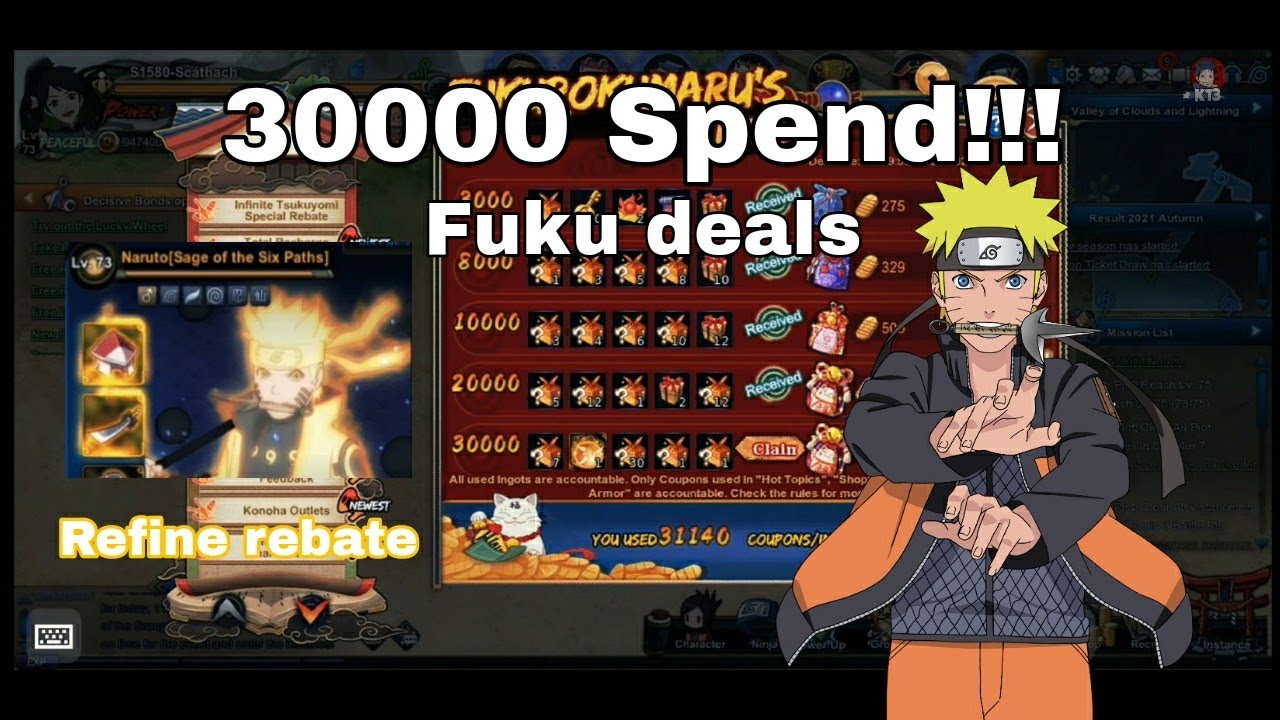 30000 Fuku Deals Spend + 11 lvl Refine and Charm Rebate [Naruto Online]