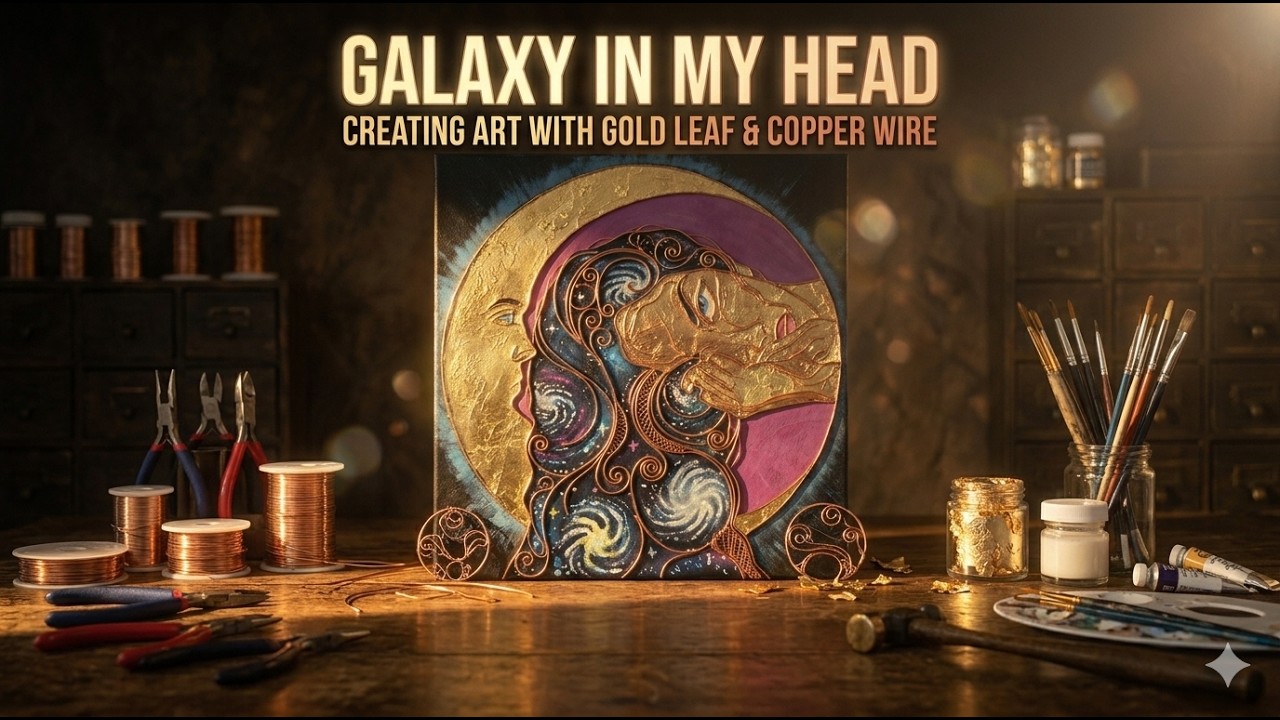 Galaxy in my Head | Creating Art with Gold leaf foil copper wire