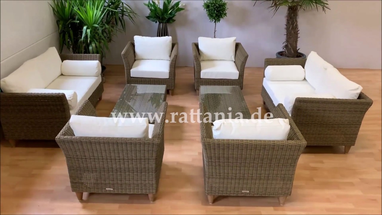 Rattania - Loungeganitur Sevilla,Couch, Sofa, Sofas, Couchgarnitur, Designer Lounge-Set,  Lounge