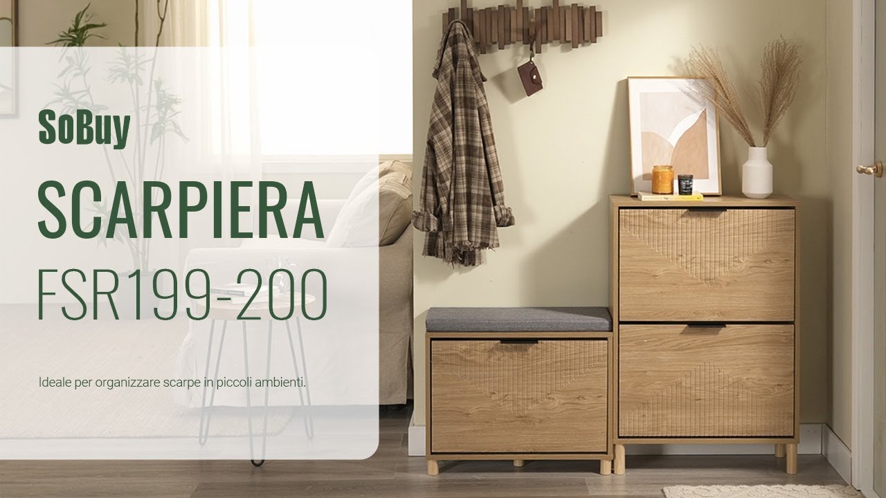 SoBuy Scarpiera丨Panca Ingresso丨Scarpiera a Ribalta丨Scarpiera con Cuscino丨FSR199-200