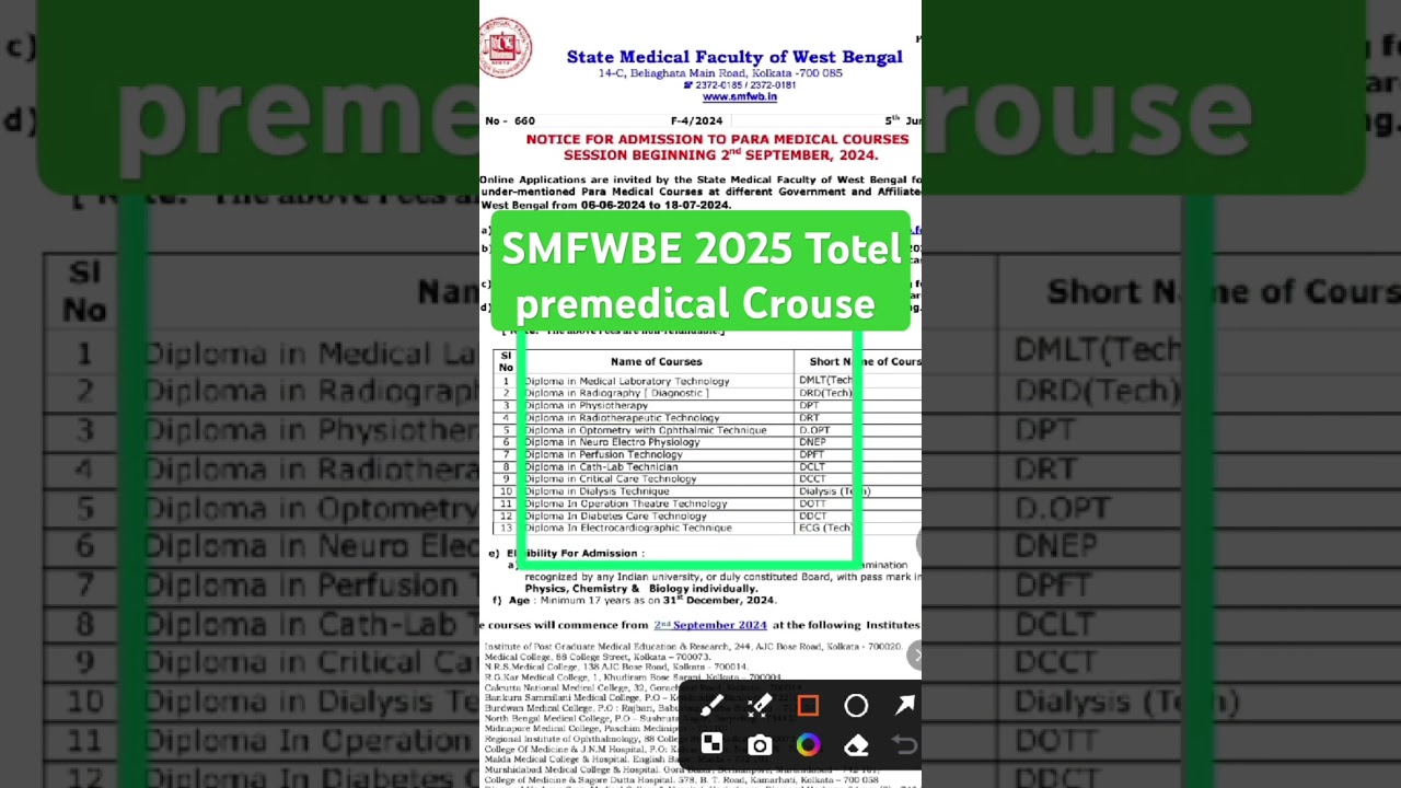 SMFWBEE 2025 related to 13 Paramedical Courses: