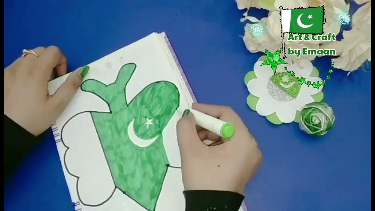 Pakistan day drawing 2023 |  Independence Day art | 14 August art #pakistanzindabad #pakarmyzindabad