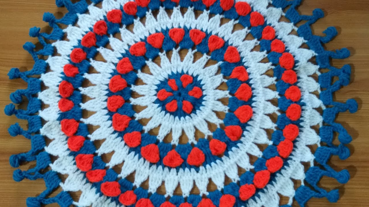 Thalposh, Crochet table cover, woolen rumal, crosia ke design, #303,by| Santosh All Art |