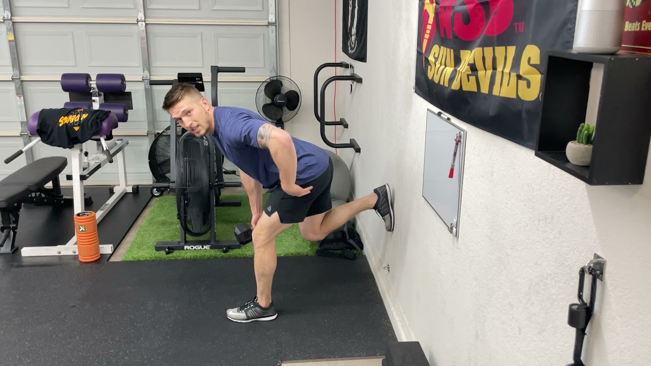 Single Leg RDL with Foot on Wall