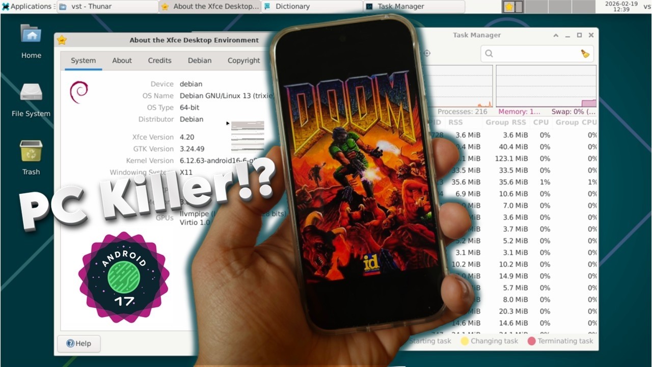 Режим рабочего стола в Android 17 Beta 1 великолепен: я установил Linux и поиграл в Doom.