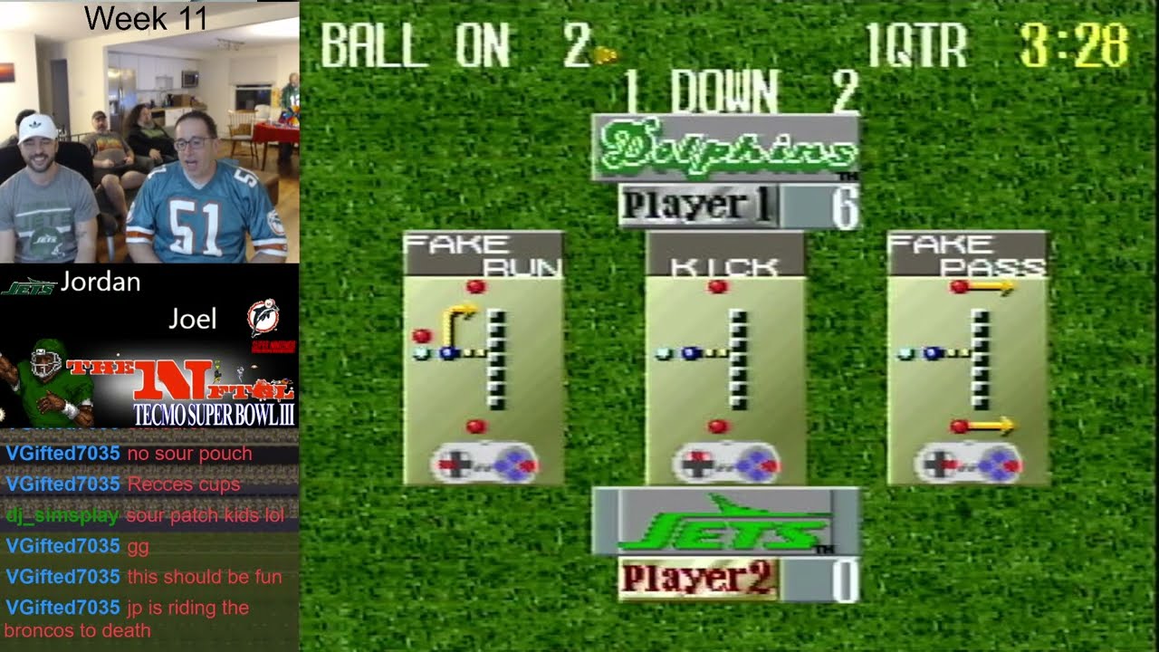 NFTGL s31e28 Miami Dolphins at New York Jets Tecmo Super Bowl III game 146
