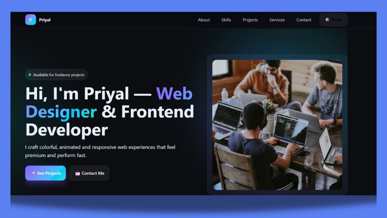Animated Responsive Personal Portfolio Website Using HTML CSS JS |With Source code|#portfoliowebsite