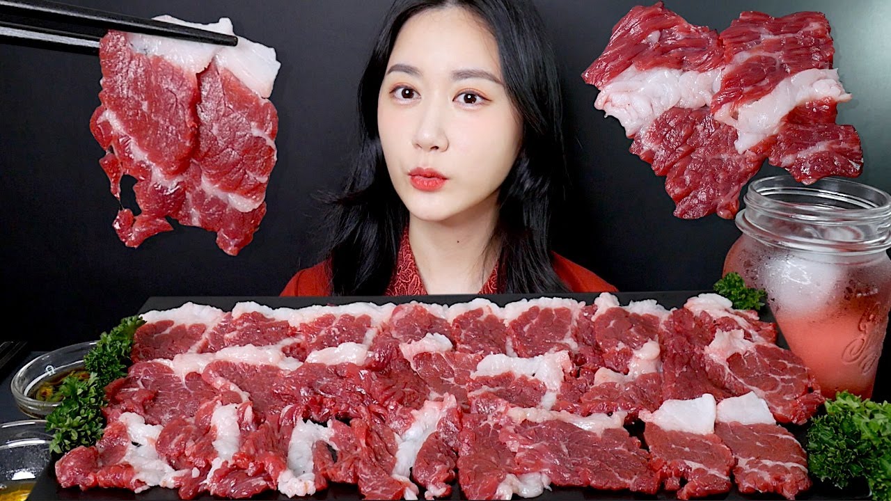 МУКБАНГ Корейская Сырая говядина [Raw Beef] Real Sound MUKBANG | ASMR | EATING SOUND