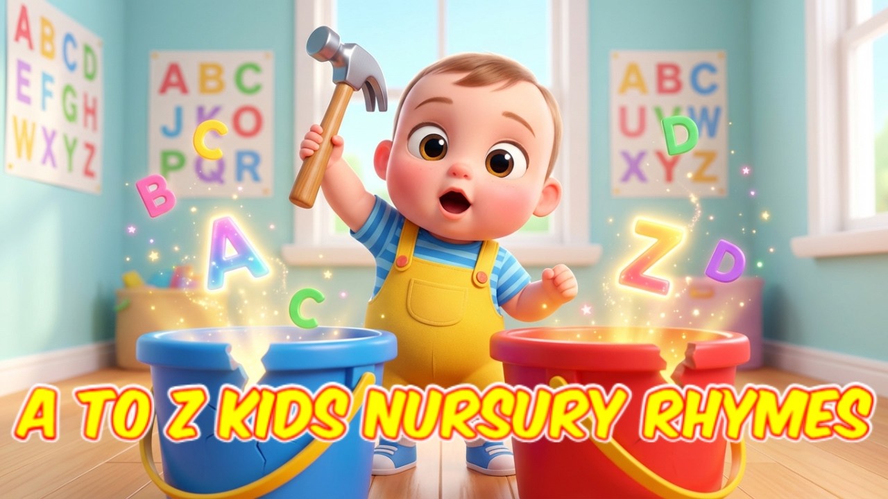 Baby Learns A to Z by Smashing Buckets! 🔨🪣 Fun ABC Song for Kids 🎵✨